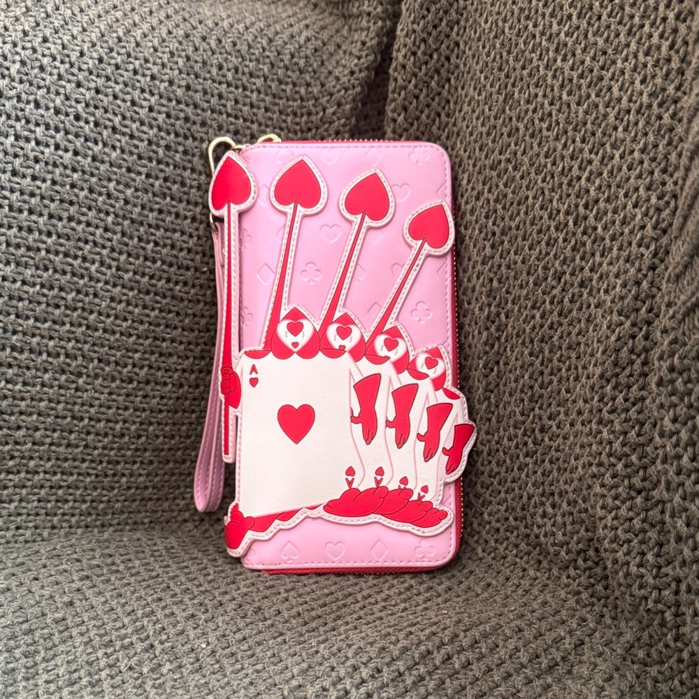 Disney Loungefly Wallet- Alice in Wonderland Ace of Hearts Zip Around Wallet